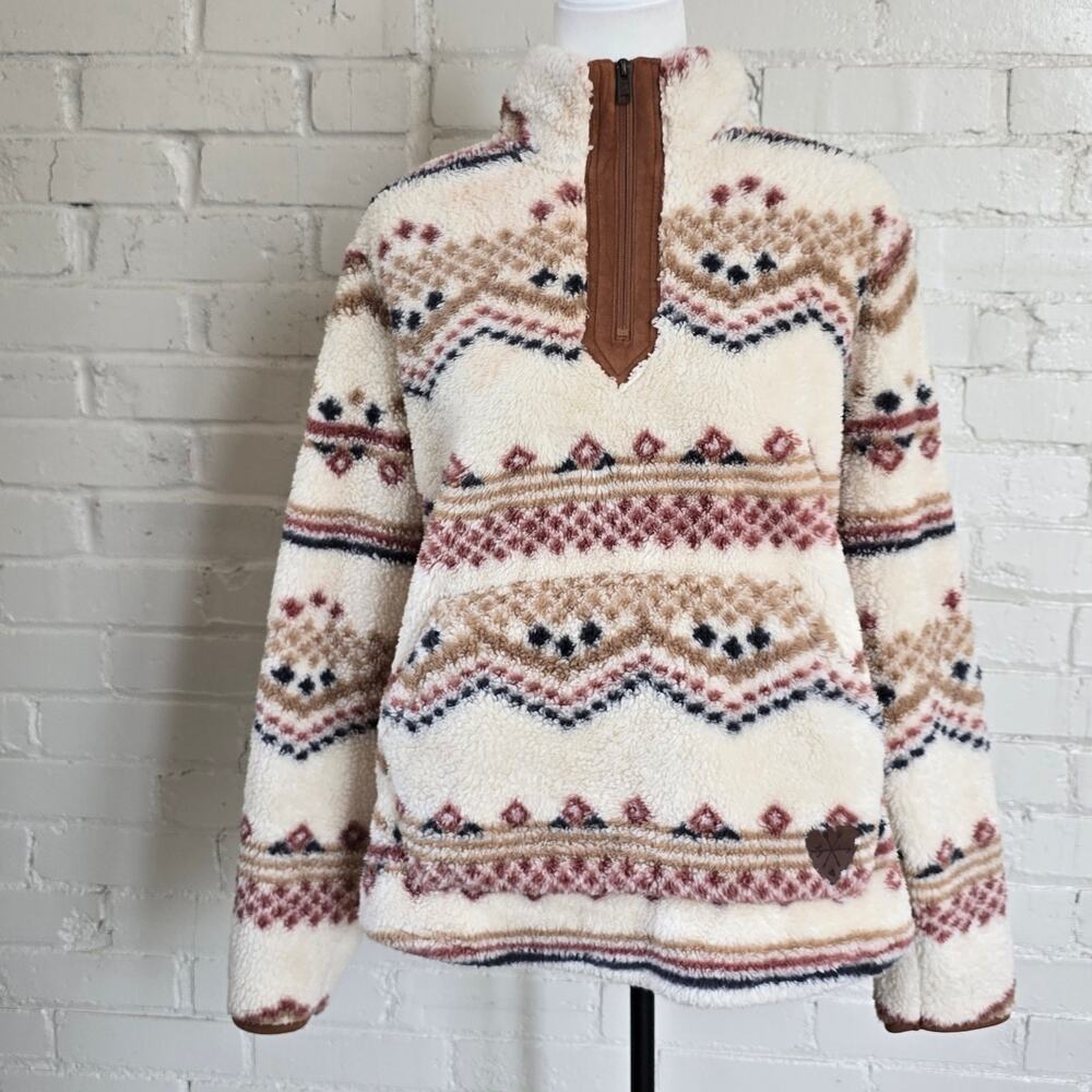 Legendary Whitetails Women's Large Aztec Print Sherpa Fleece Pullover Sweater